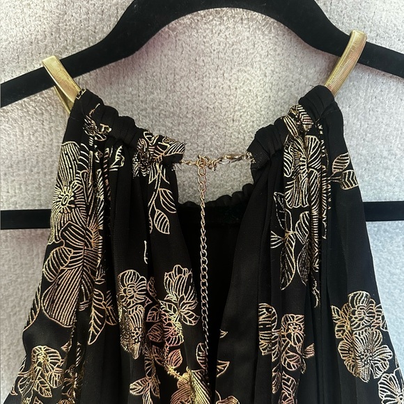 MSK Plus Size 16W Black and Gold Halter Formal Maxi Dress - Picture 7 of 8